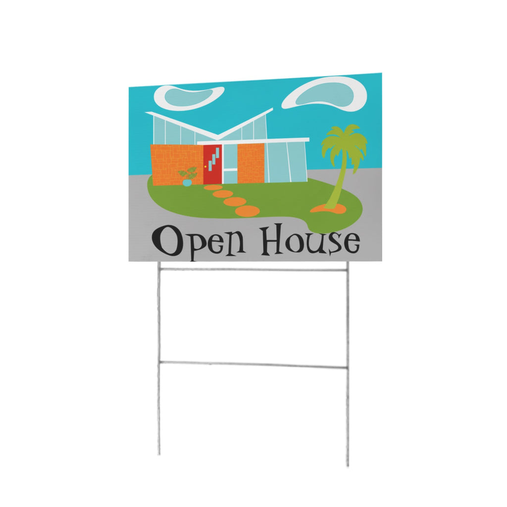 Mid-Century Modern House 12 x 9 in House Sign