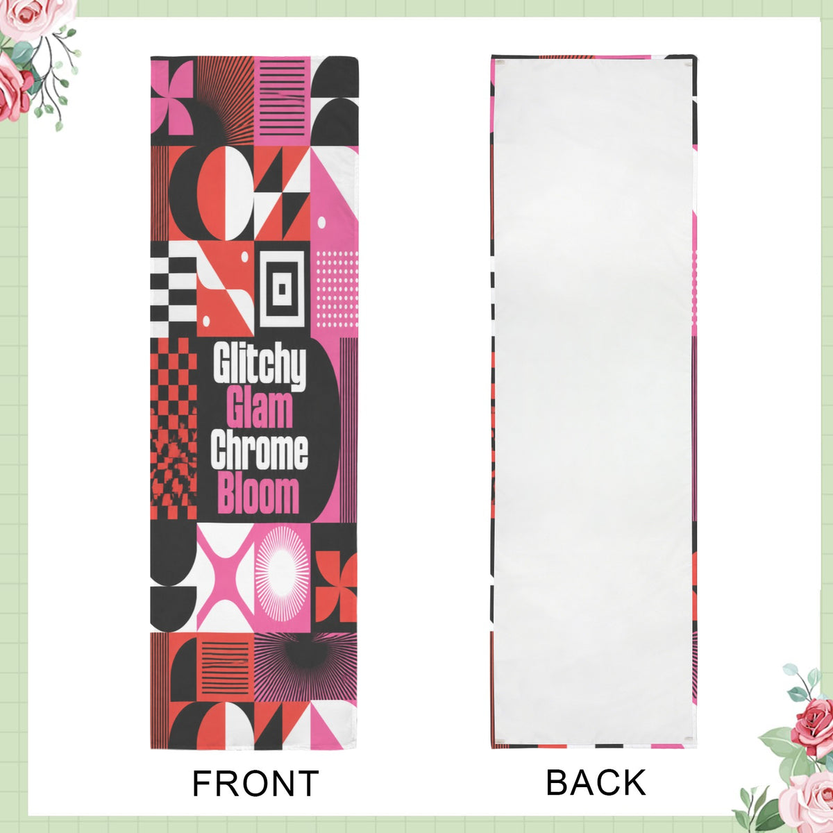 Glitchy Glam Chrome Bloom 12 x 40 in Polyester Peach Skin Tapestry