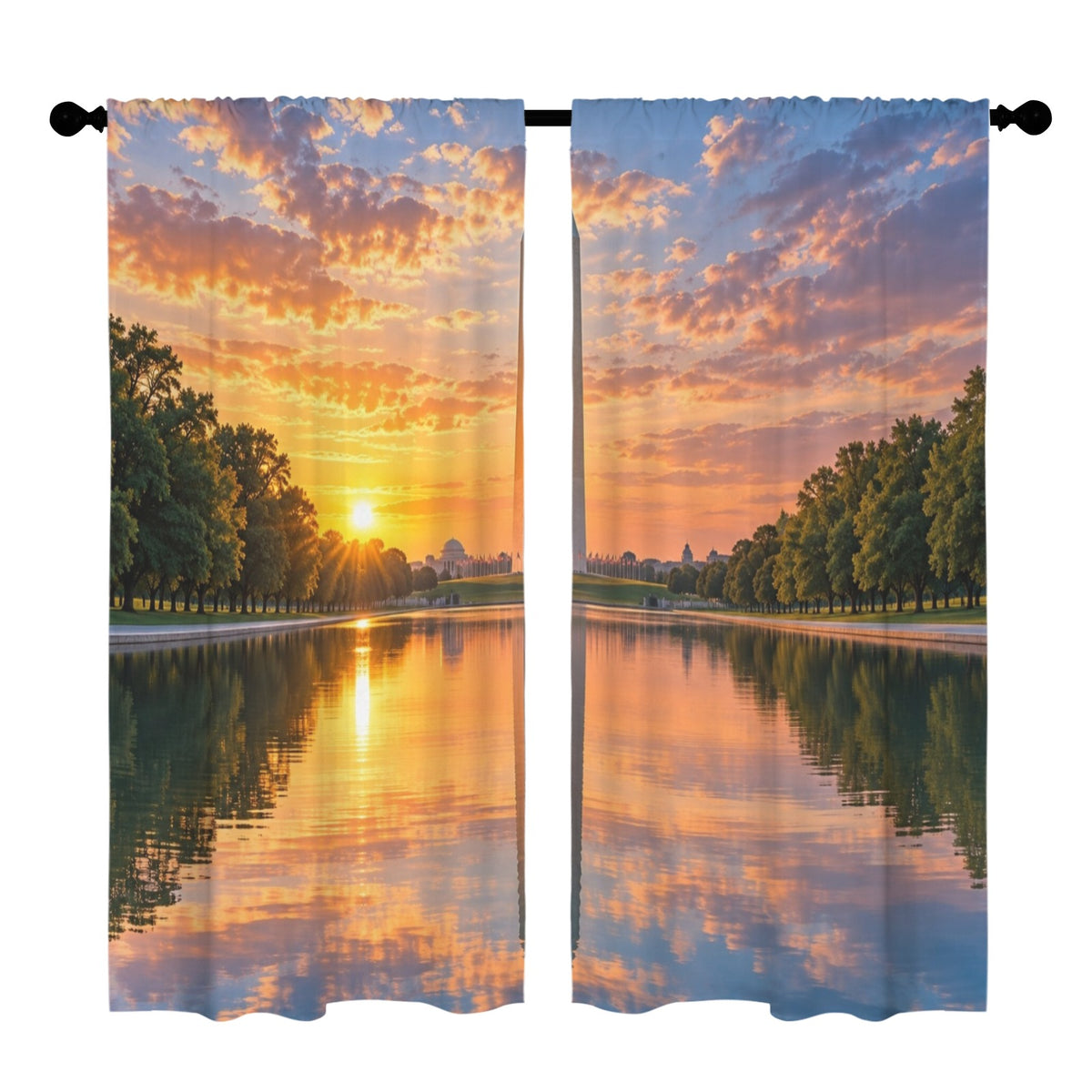 Washington Monument Sunrise Pool 52 x 84 in Window Curtain Set