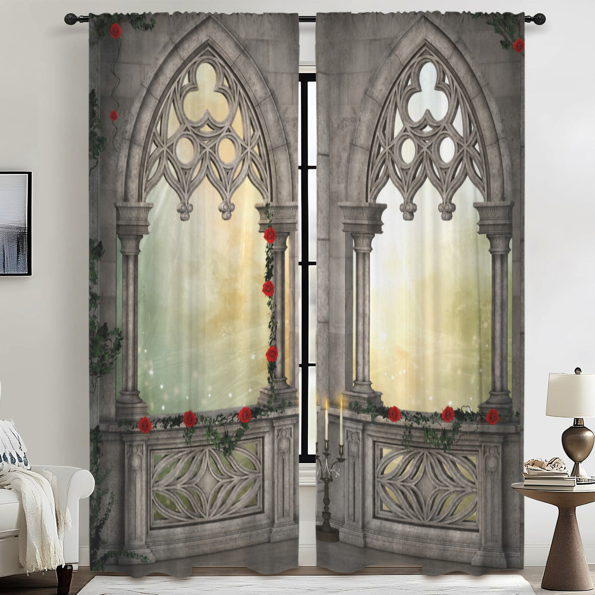 Ottoman rose arch 52 x 84 in Window Curtain Set