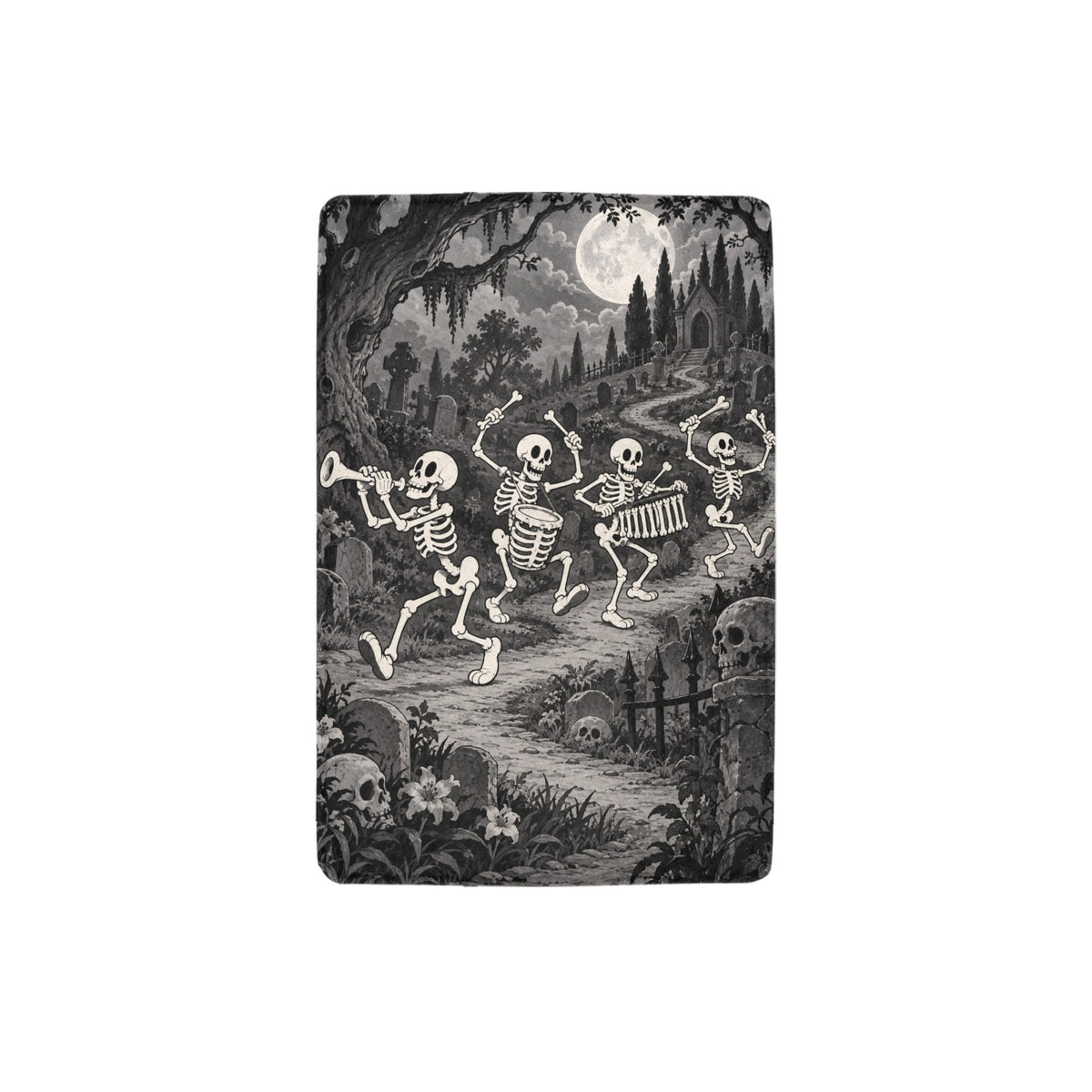 Skeleton Dance Bone Parade 32 x 48 in Micro Fleece Blanket