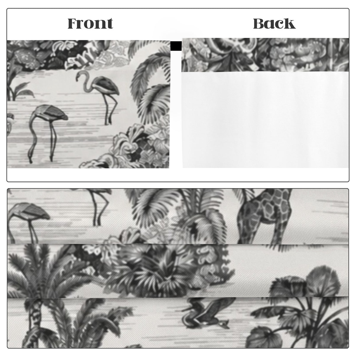 Black White Jungle Animals 52 x 84 in Window Curtain Set