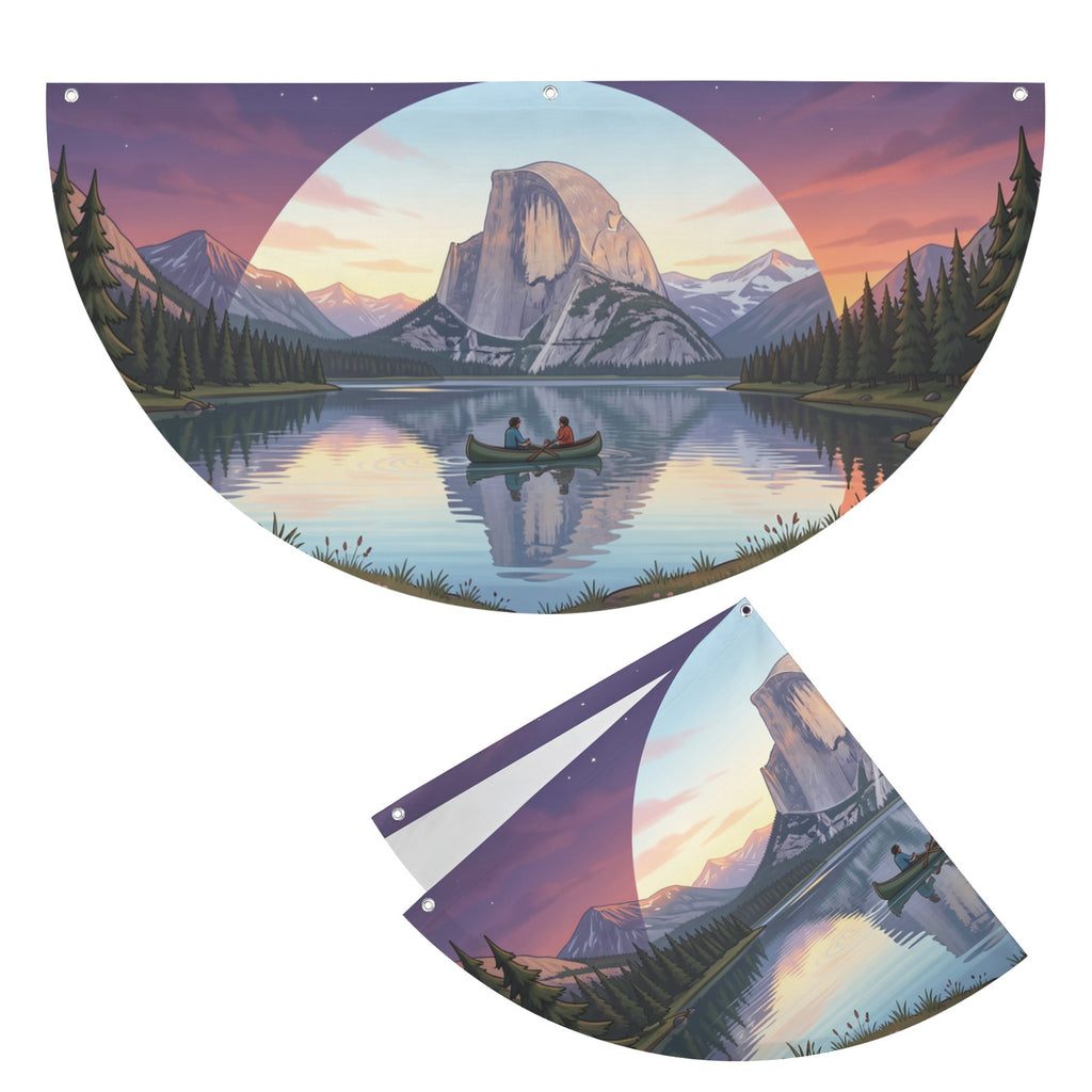 Half Dome Catches An Alpine 36 x 18 in Semi Circle Flag