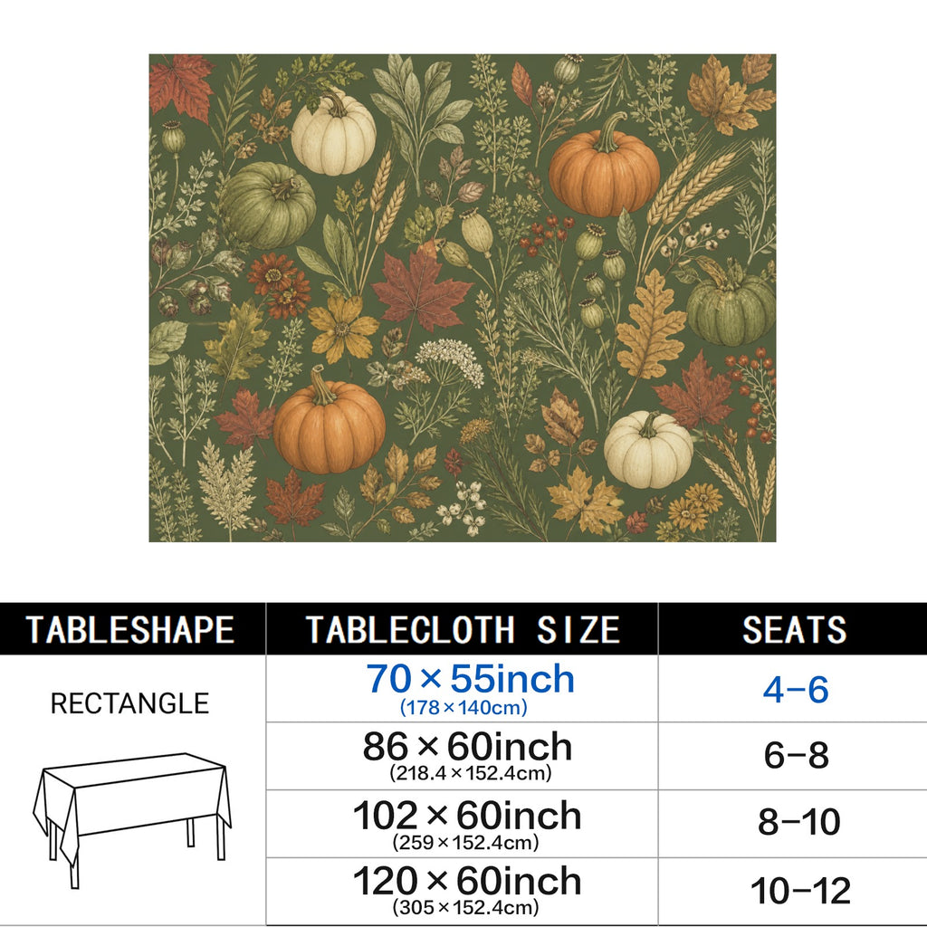 Herbarium 178cm x 140cm Rectangular Tablecloth 70x55inch (QUE)