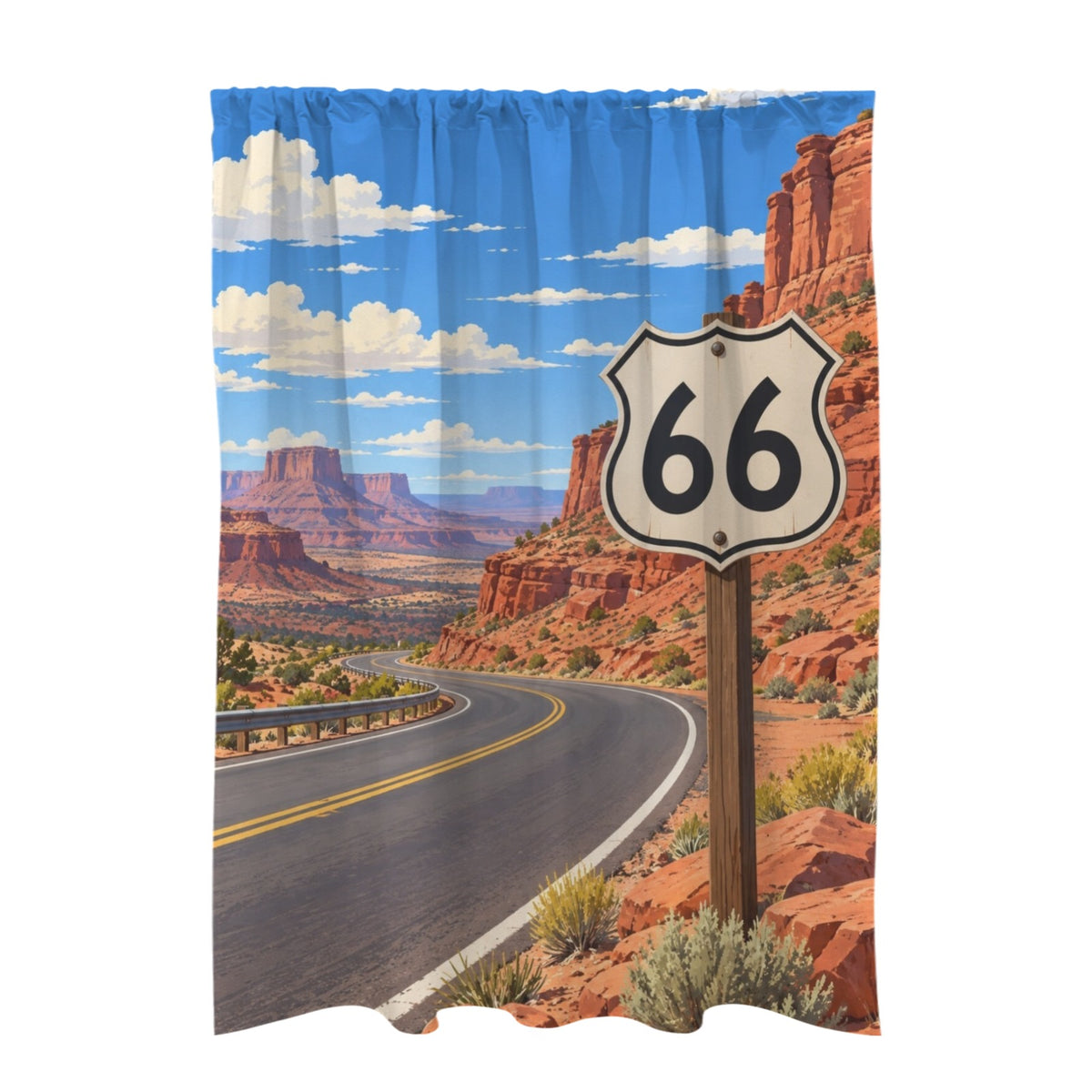Route 66 Red Mesa Bend — 51 x 72 in Door Curtain (QUE)