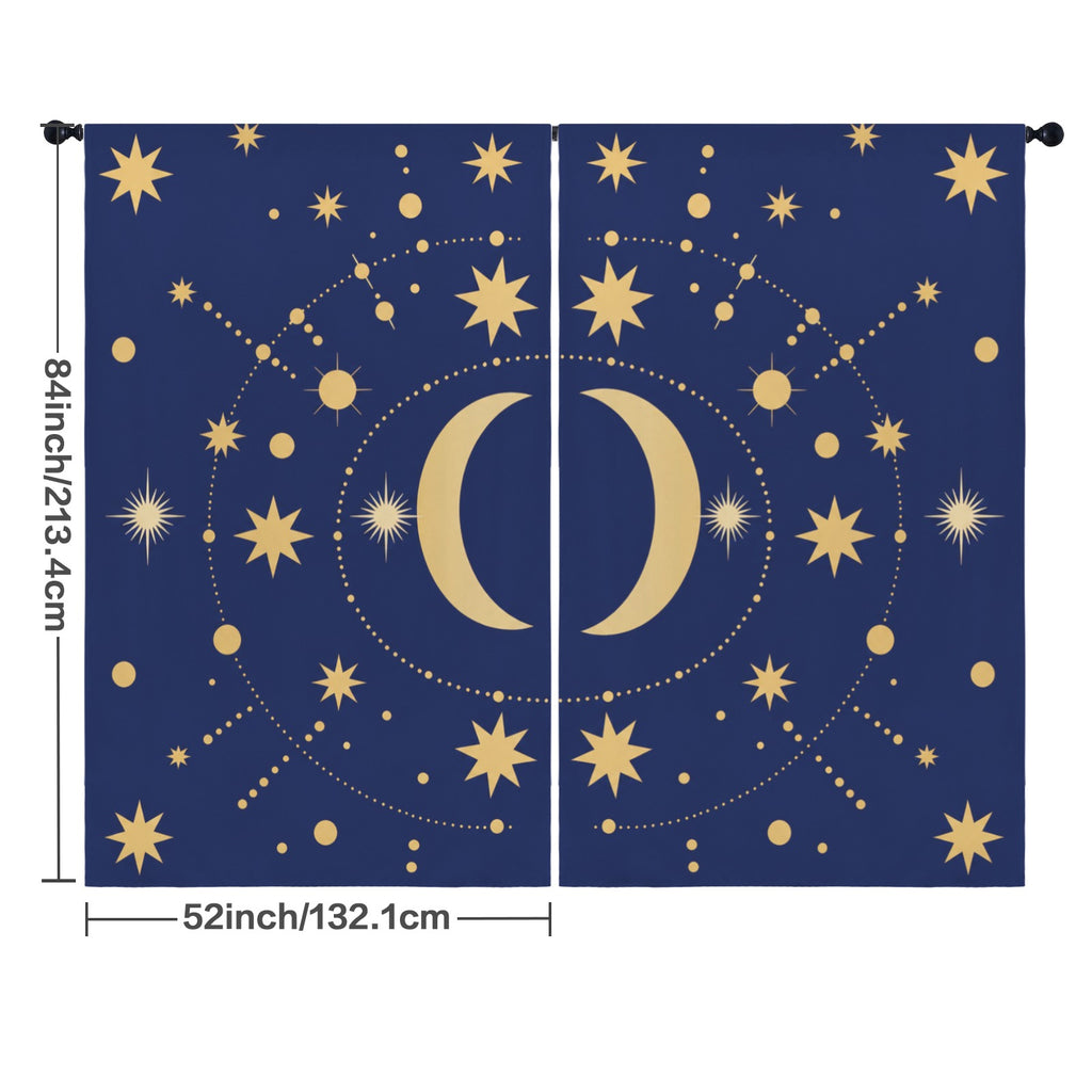 Celestial Gold on Navy 52 x 84 in Window Curtain Set