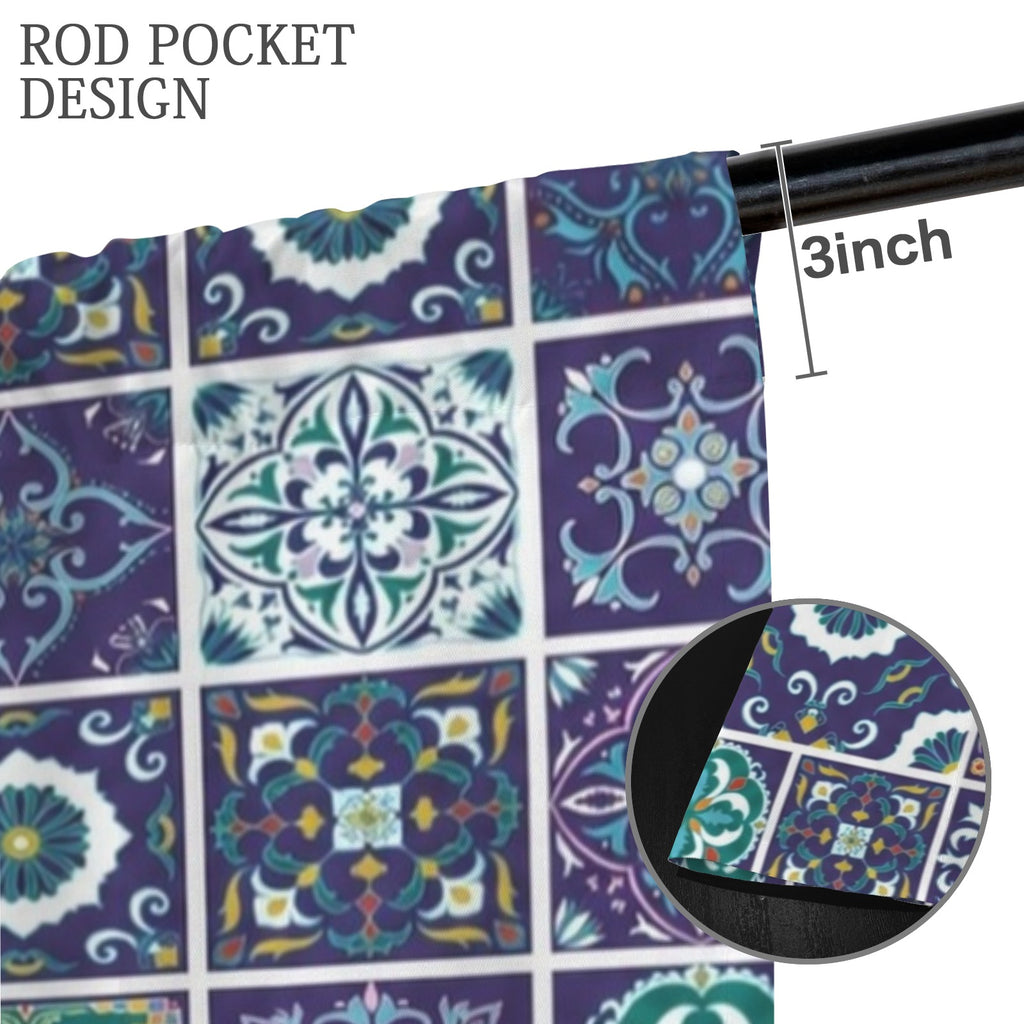 Mediterranean mosaic tile 52 x 84 in Window Curtain Set