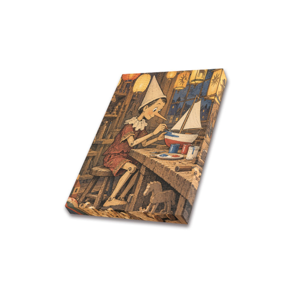 Pinocchio Lantern Workshop Frame Canvas Print 8"x10"
