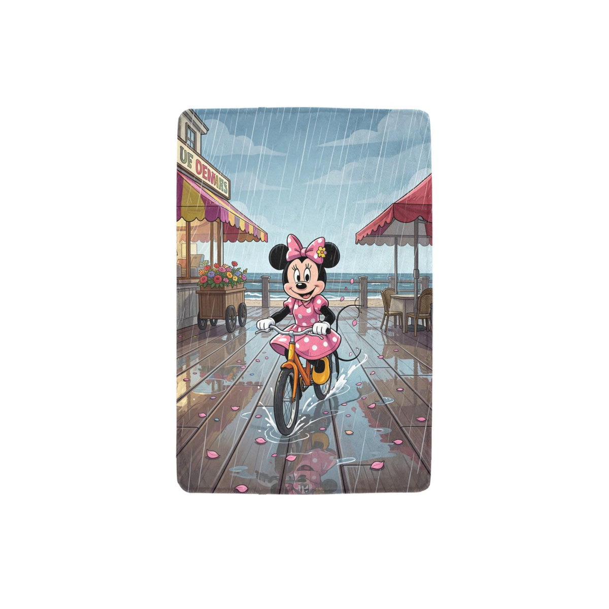 Minnie Mouse Rainy Flower Cart 32 x 48 in Micro Fleece Blanket