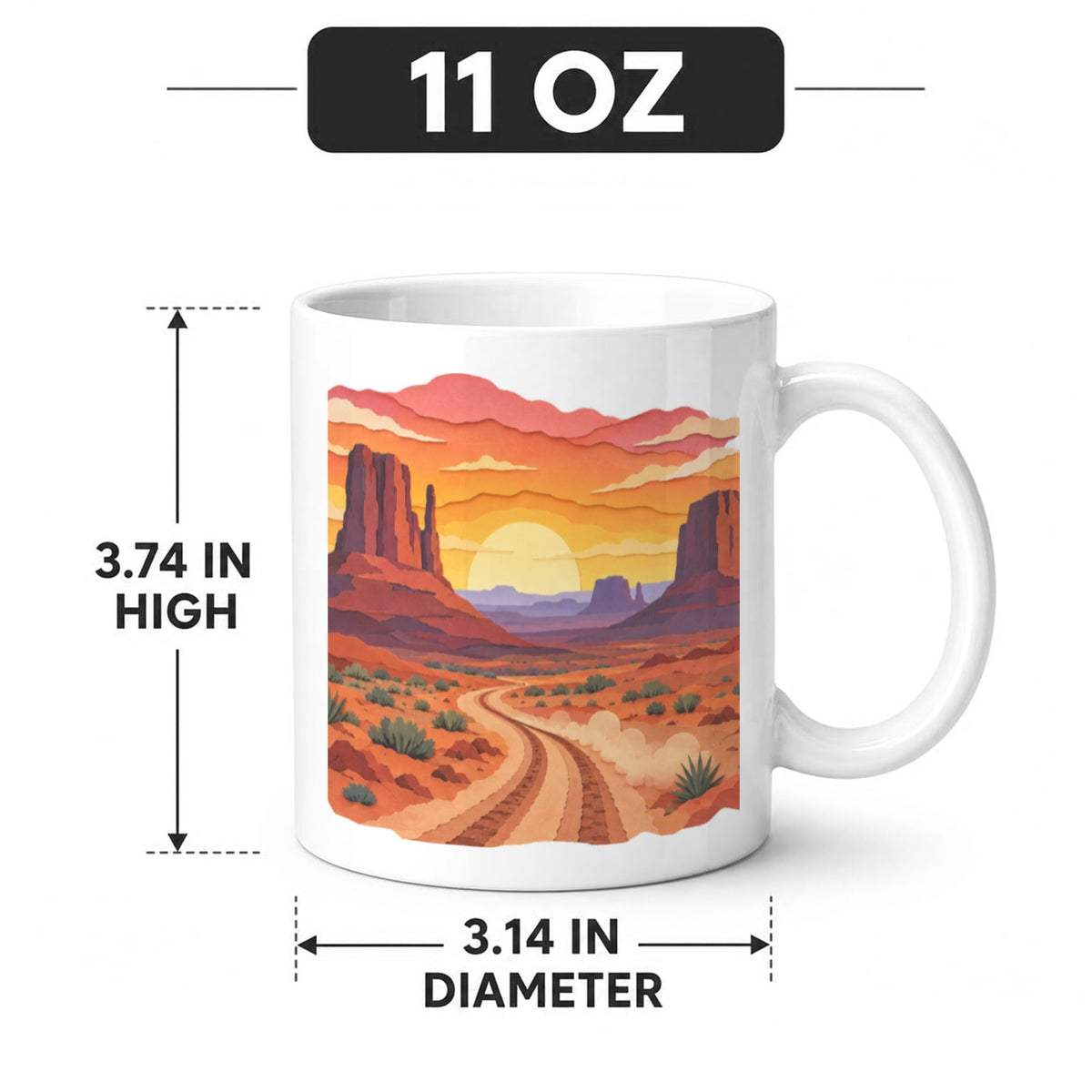 Monument Valley Layered Sunrise Track 11 oz White Ceramic Mug