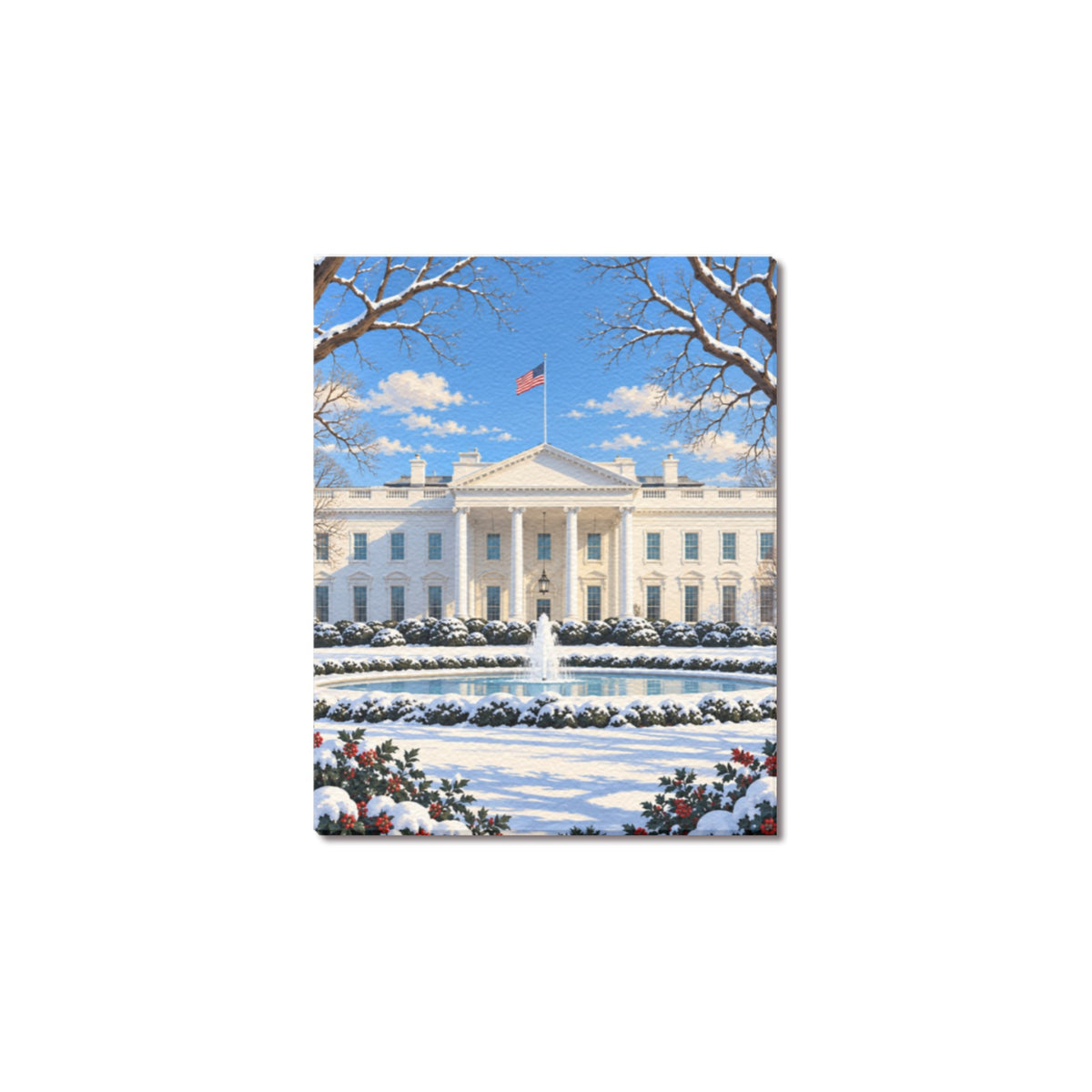 White House Winter Garden Frame Canvas Print 8"x10"