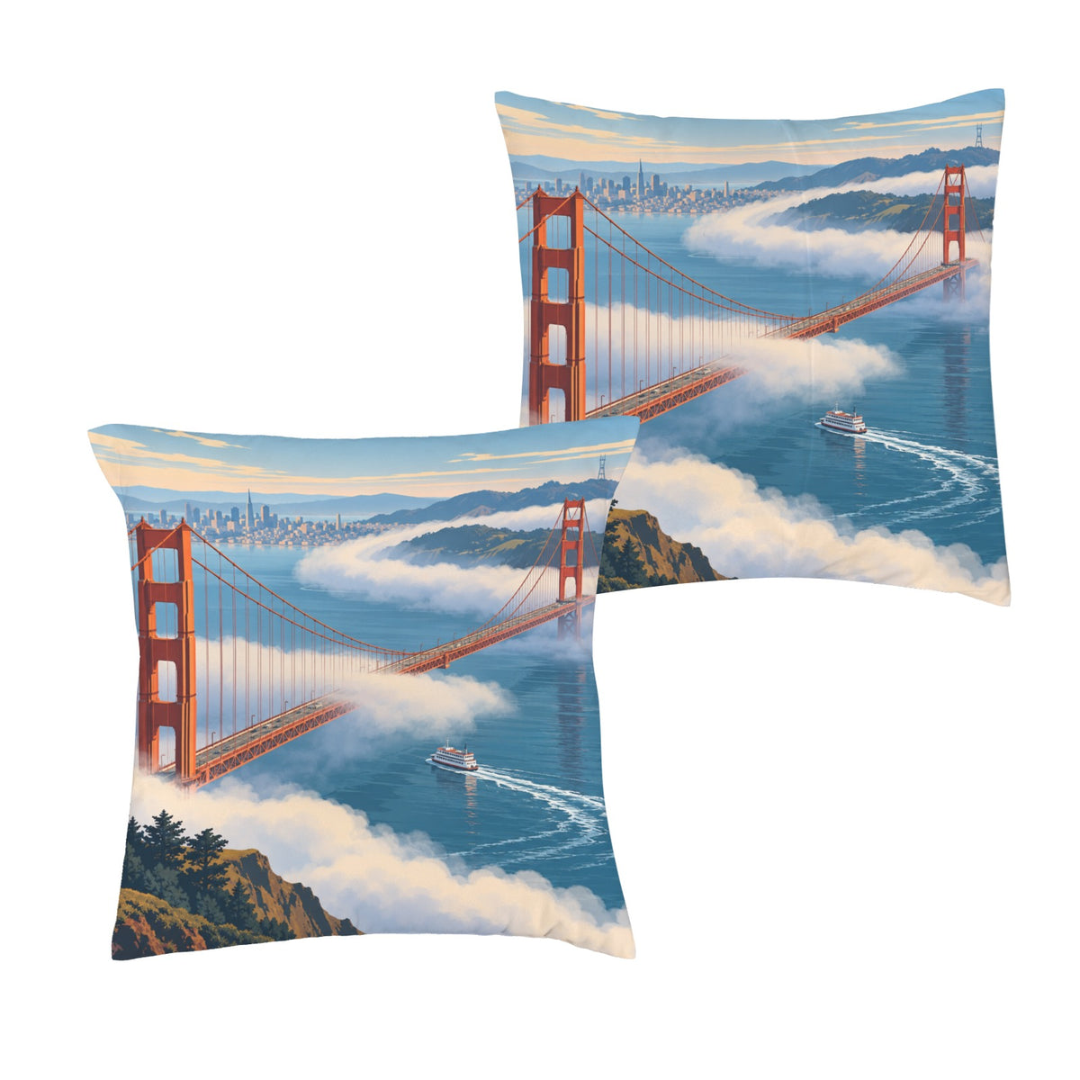Golden Gate Fog Ribbon 16 x 16 in Envelope Pillow Case