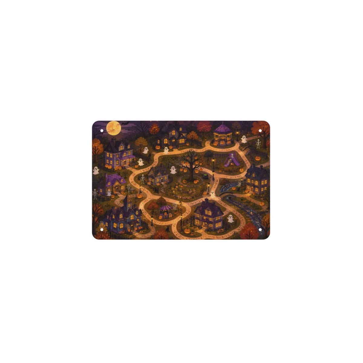 Trick-or-Treat Street Map 12 x 8 in Metal Tin Sign