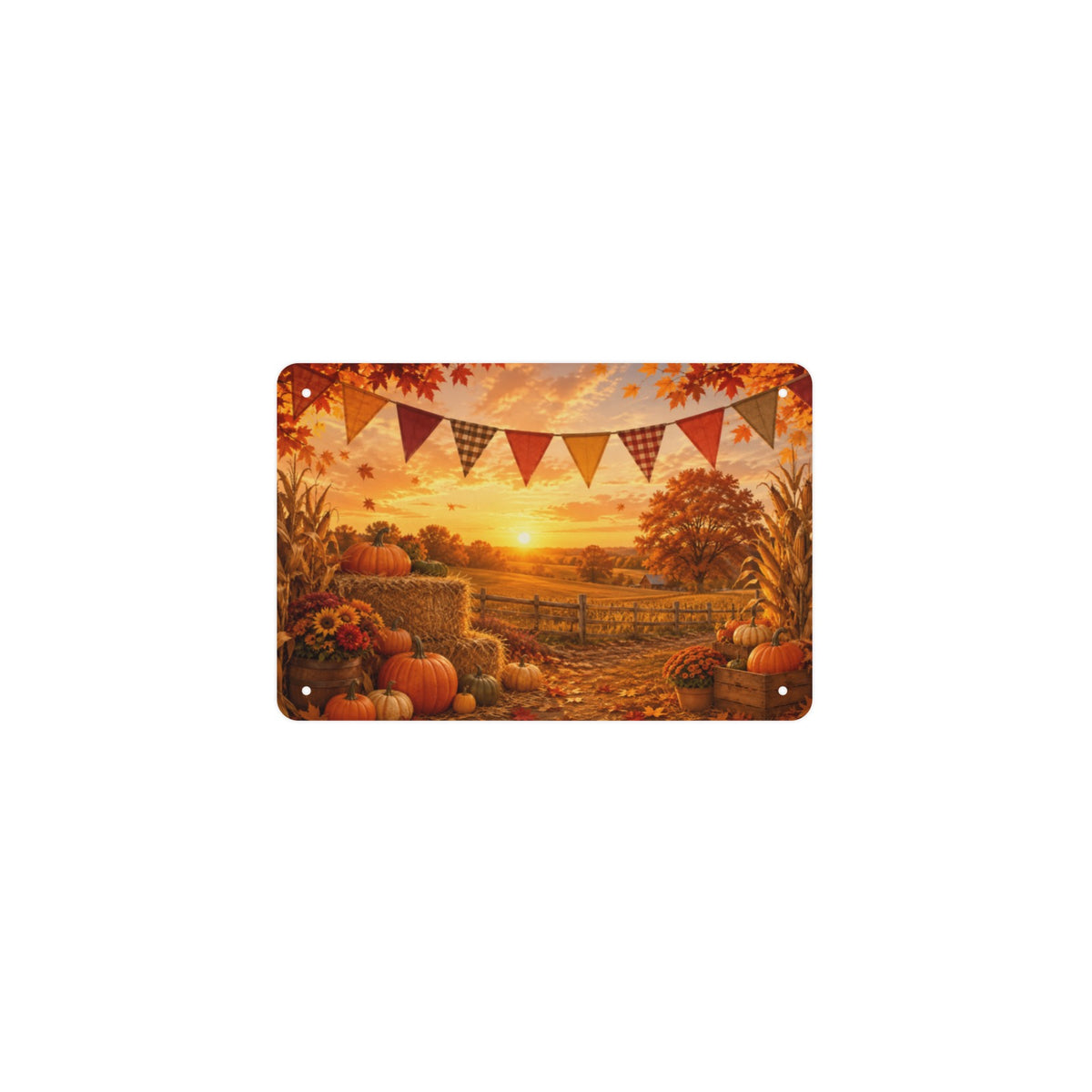 Harvest Festival Bunting 12 x 8 in Metal Tin Sign
