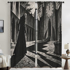 Count Orlok Clock Courtyard 52 x 84 in Window Curtain Set