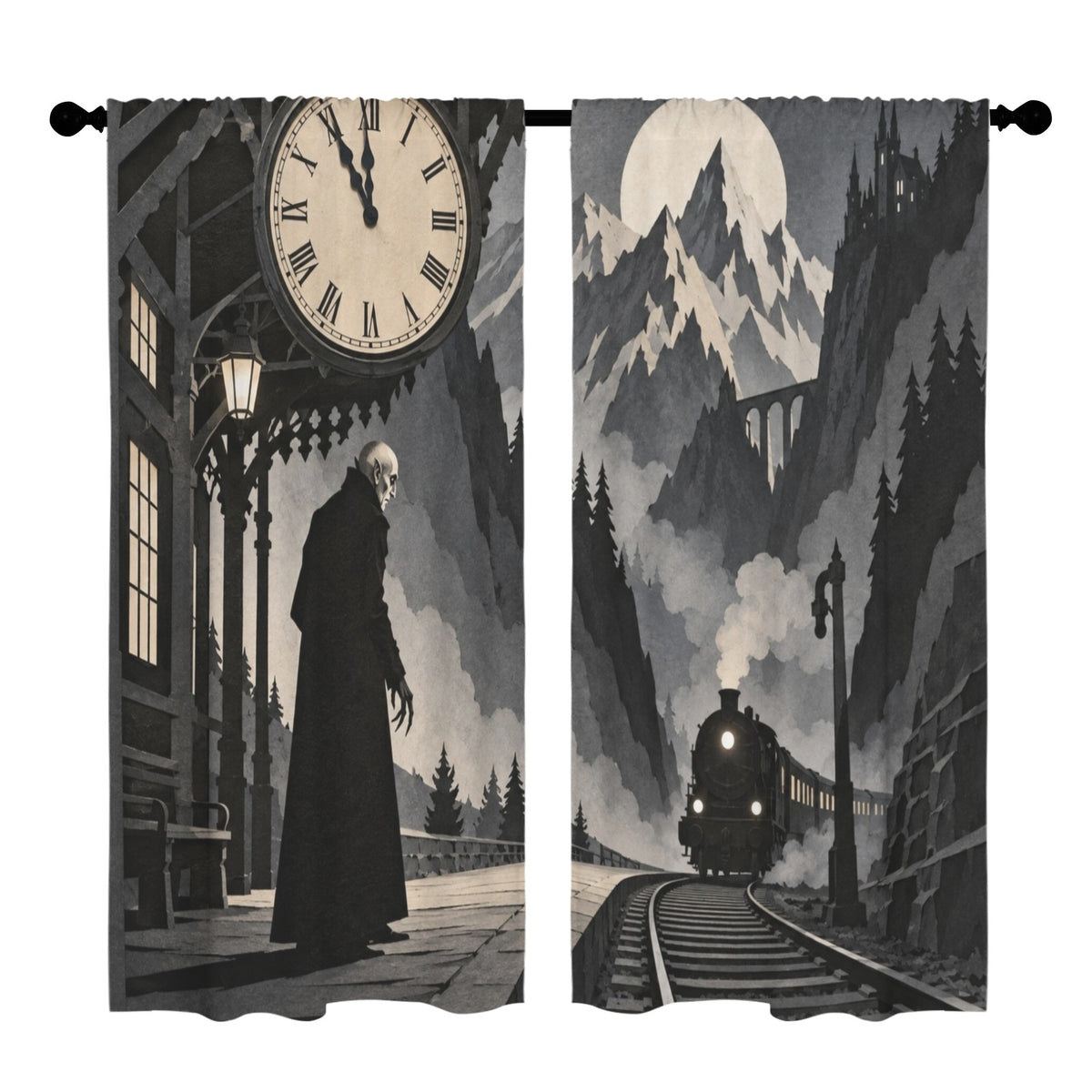 Count Orlok Mountain Rail 52 x 84 in Window Curtain Set