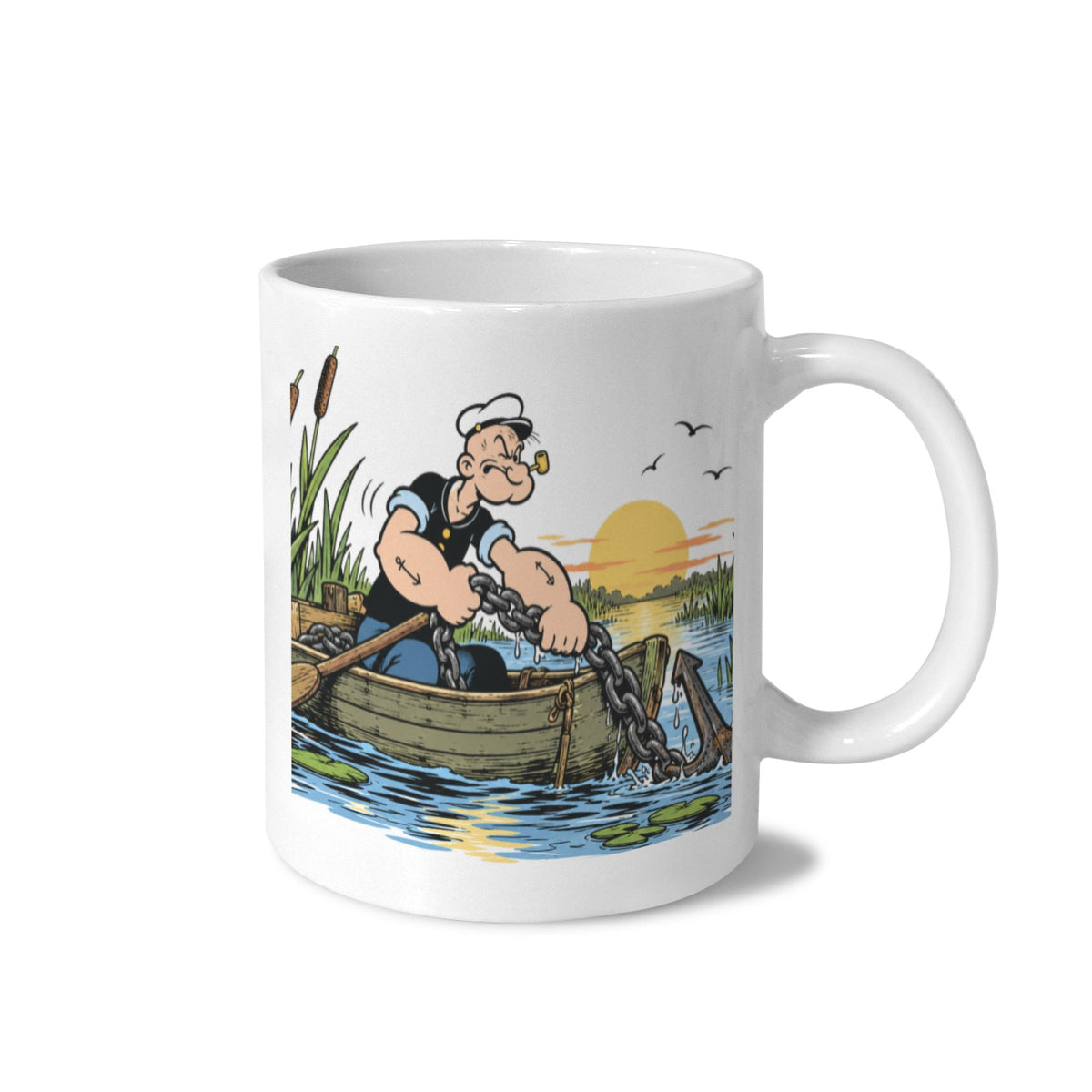 Popeye Marsh Skiff Anchor Chain 11 oz White Ceramic Mug