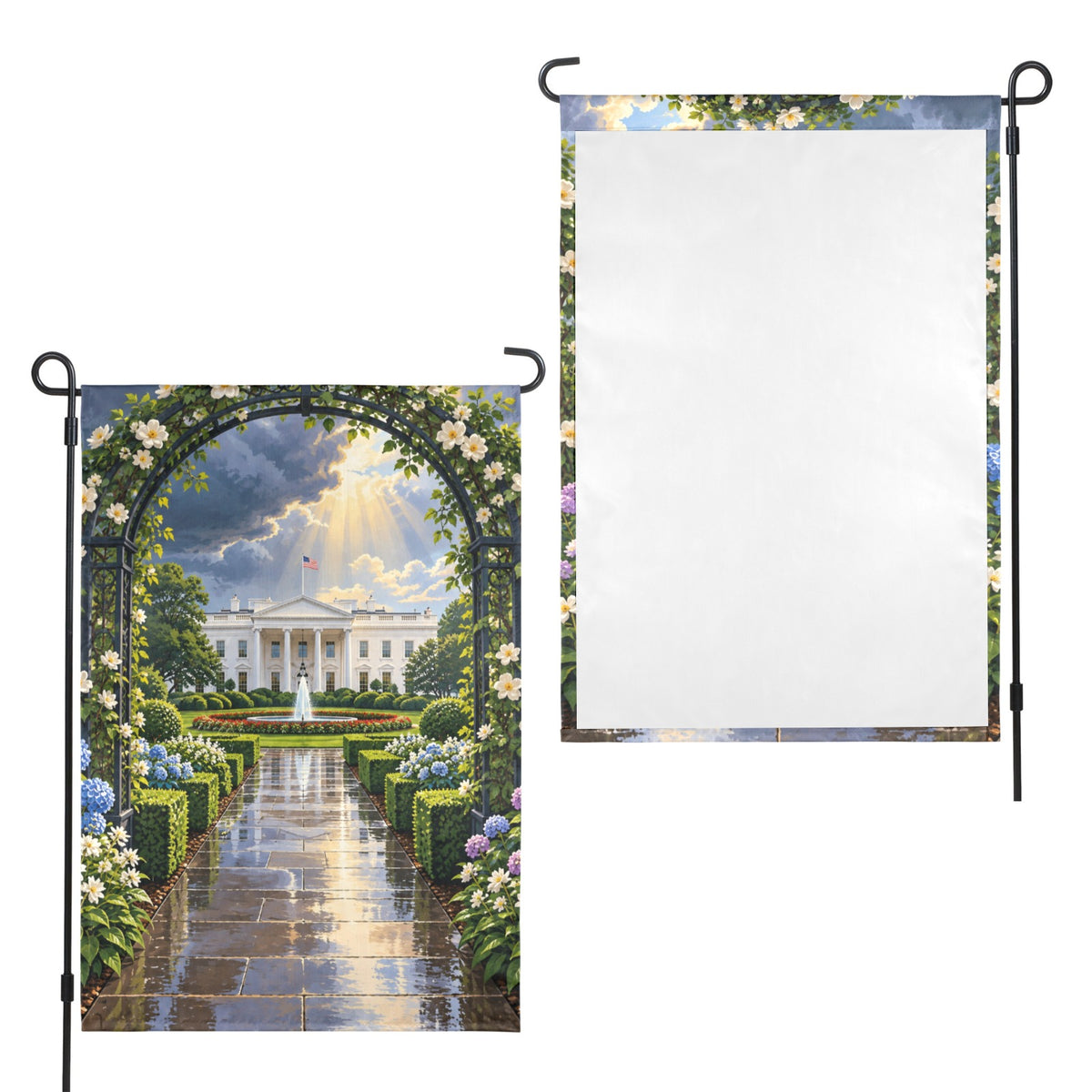Rainwashed White House Garden 12 x 18 in Garden Flag