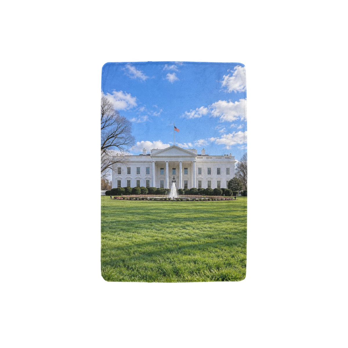 White House Historical Lawn View 32 x 48 in Micro Fleece Blanket