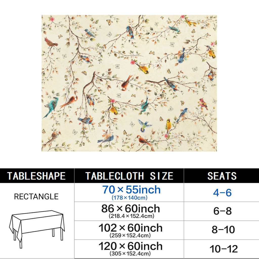 Cream Floral Border 178cm x 140cm Rectangular Tablecloth 70x55inch (QUE)