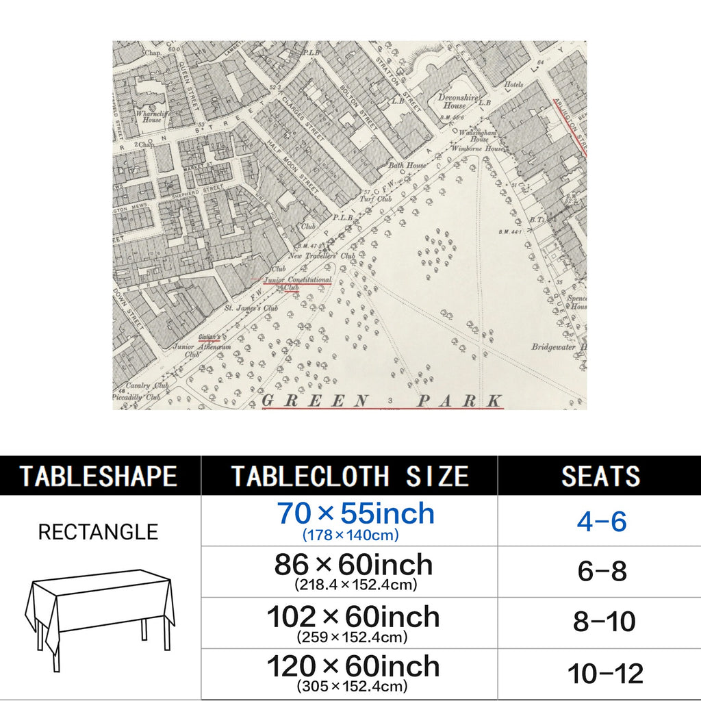 Journal Map 178cm x 140cm Rectangular Tablecloth 70x55inch (QUE)