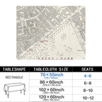 Journal Map 178cm x 140cm Rectangular Tablecloth 70x55inch (QUE)