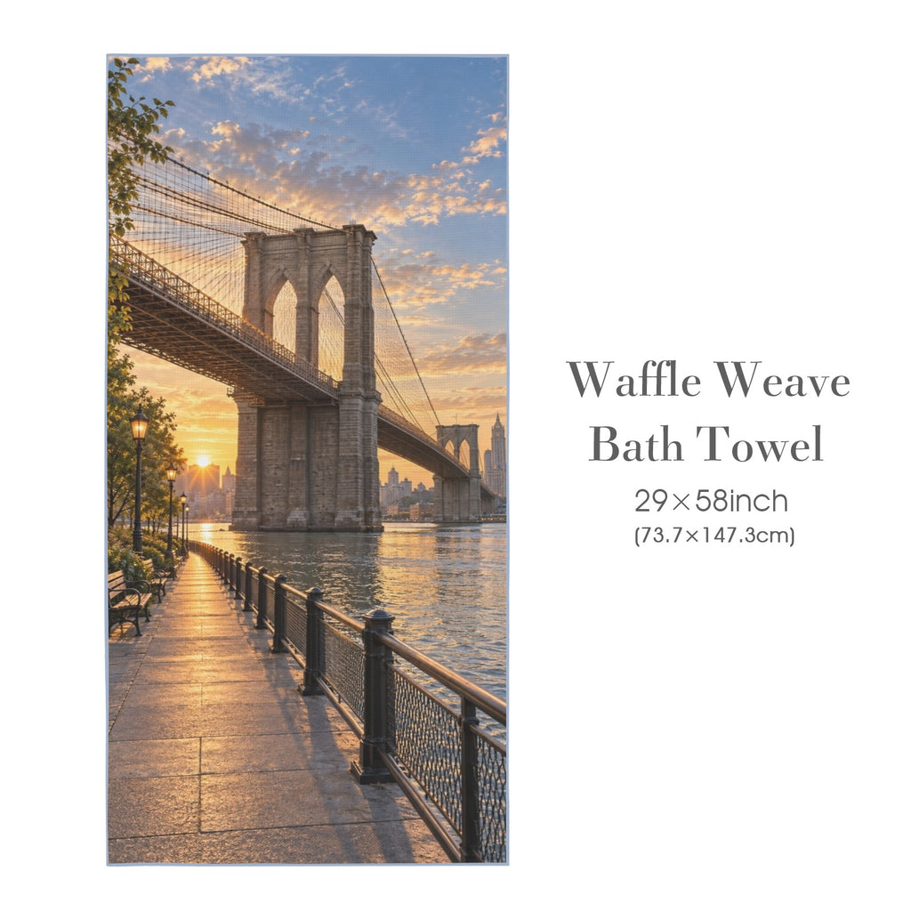 Brooklyn Bridge Dawn 29"x58" (QUE) Waffle Weave Bath Towel