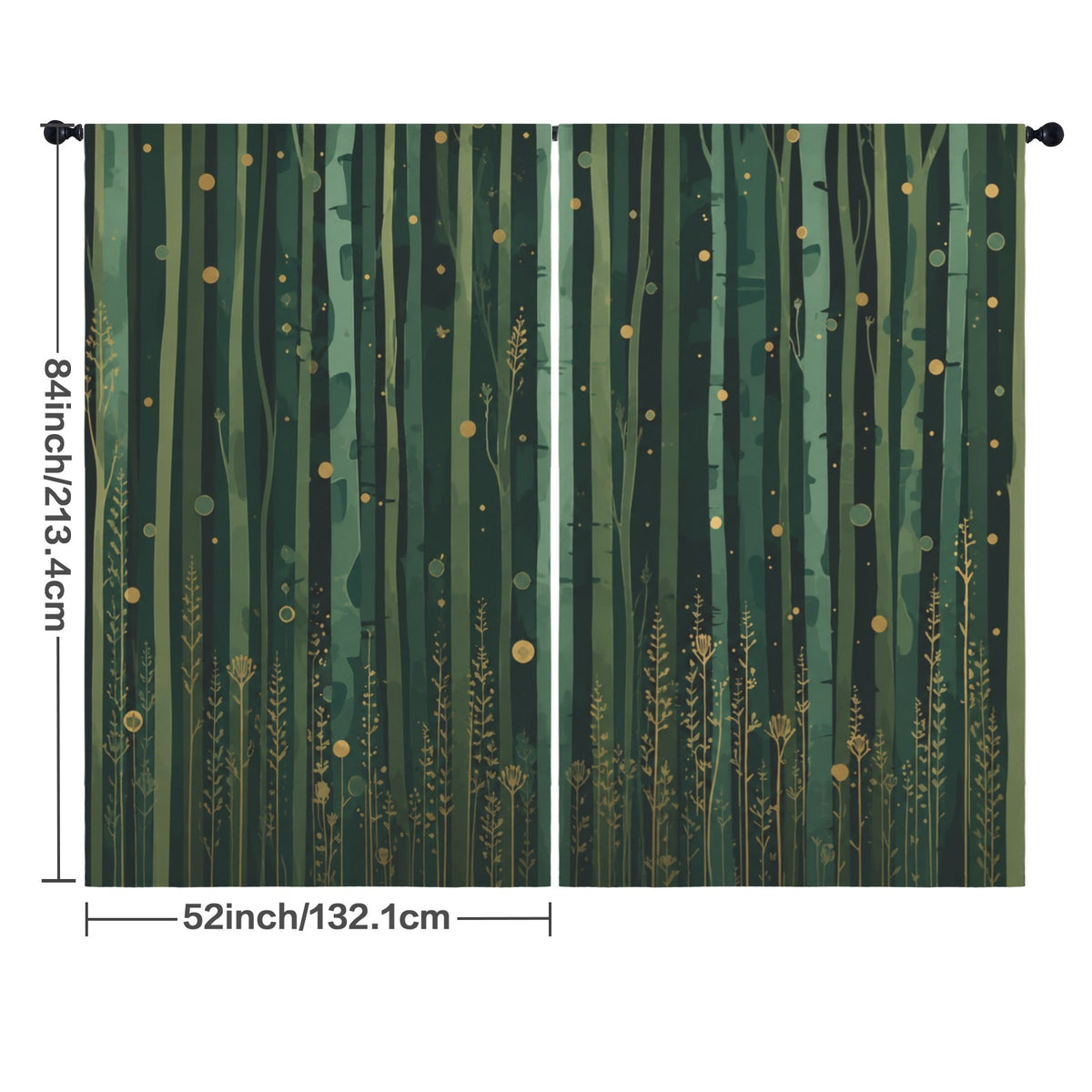Bamboo Forest Pattern 52 x 84 in Window Curtain Set