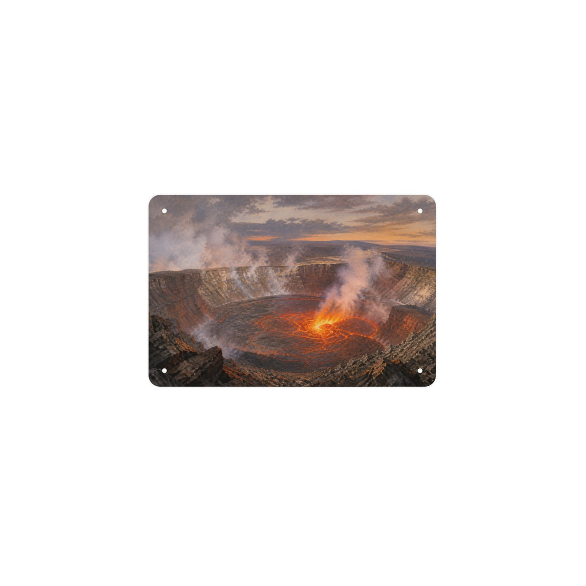 Kilauea Crater Survey 12 x 8 in Metal Tin Sign