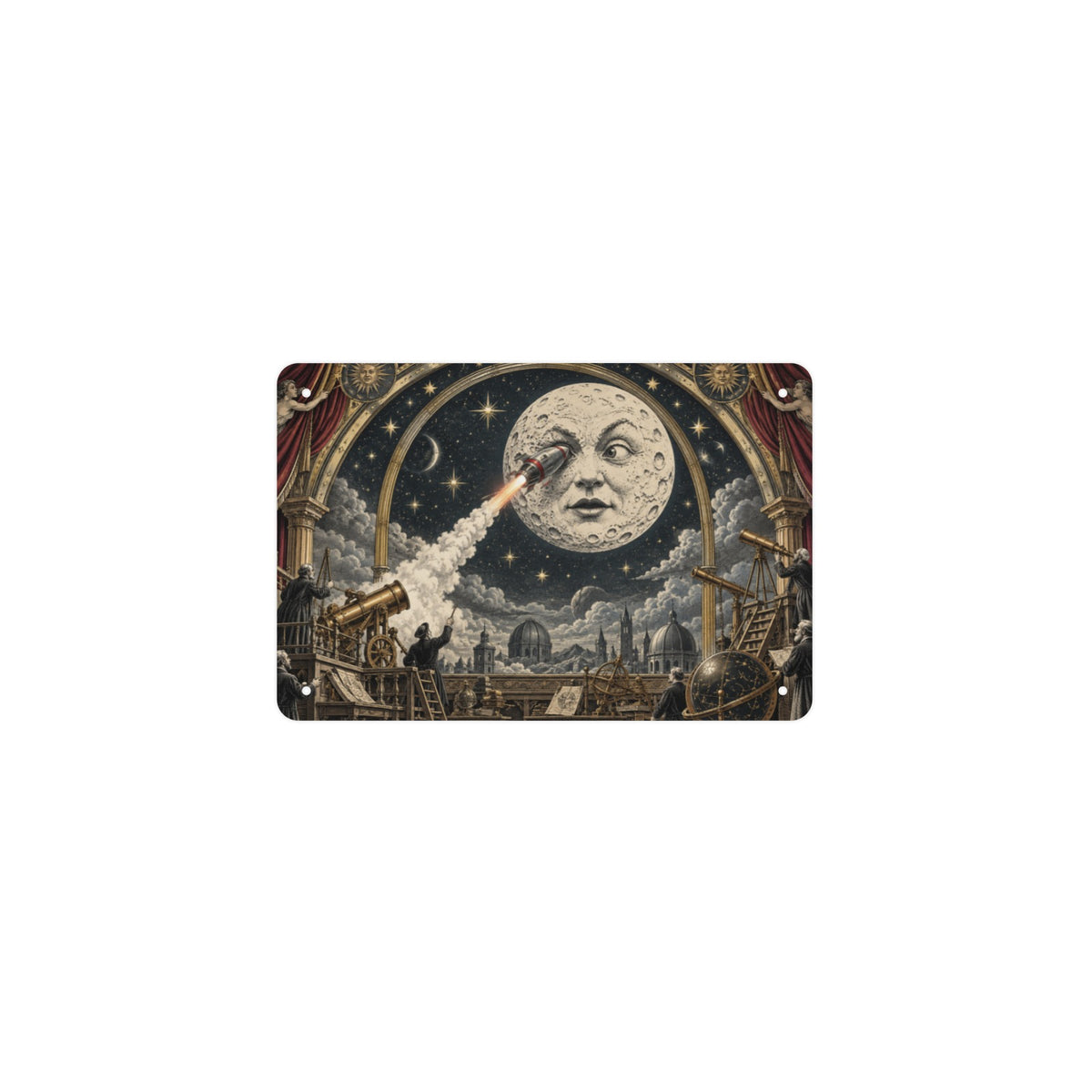 Moon Face Observatory 12 x 8 in Metal Tin Sign