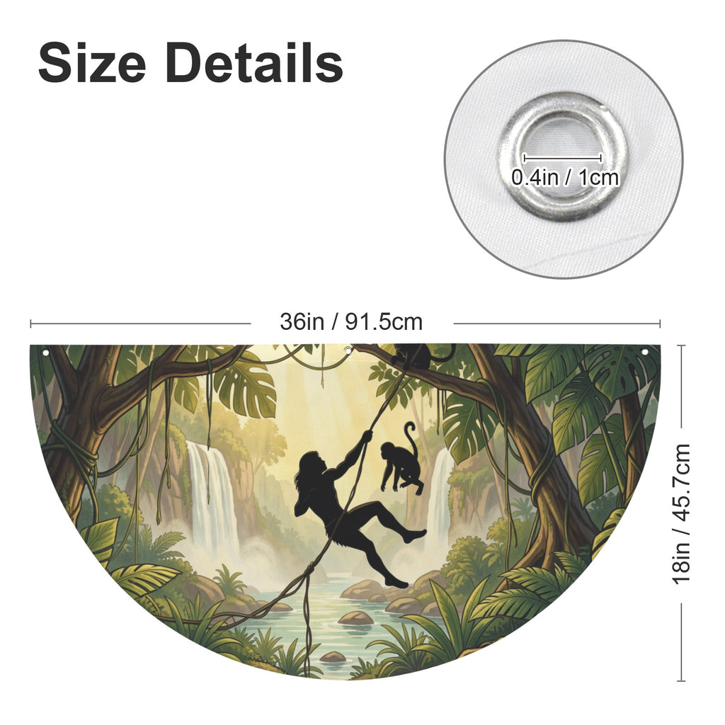 Tarzan Swings Across A Layered 36 x 18 in Semi Circle Flag