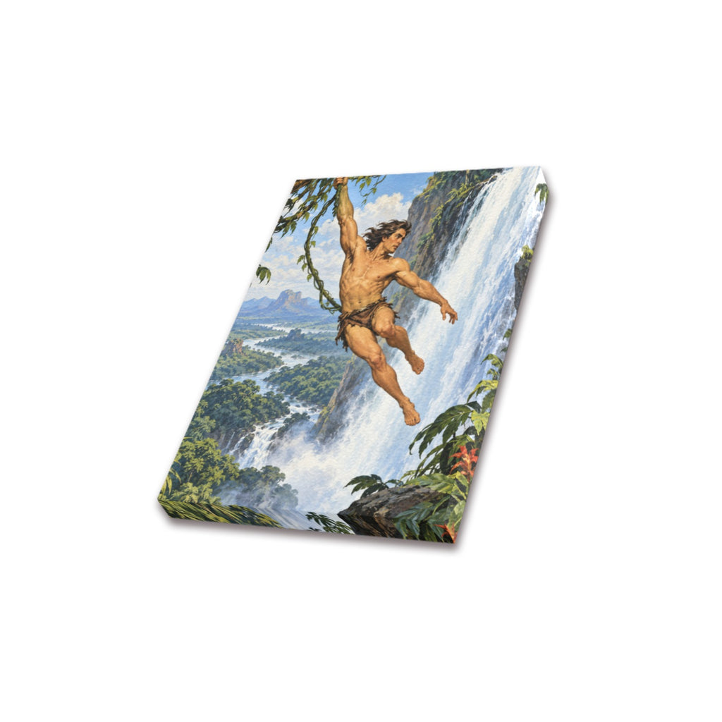 Tarzan Waterfall Swing Frame Canvas Print 8"x10"