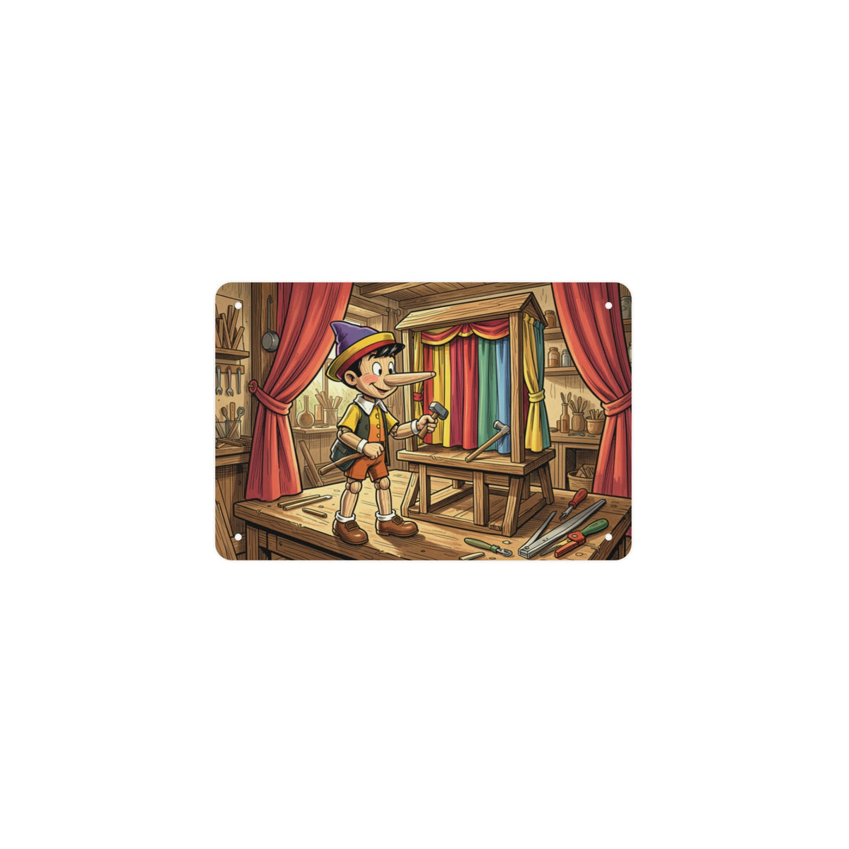 Toy Theater Pinocchio 12 x 8 in Metal Tin Sign