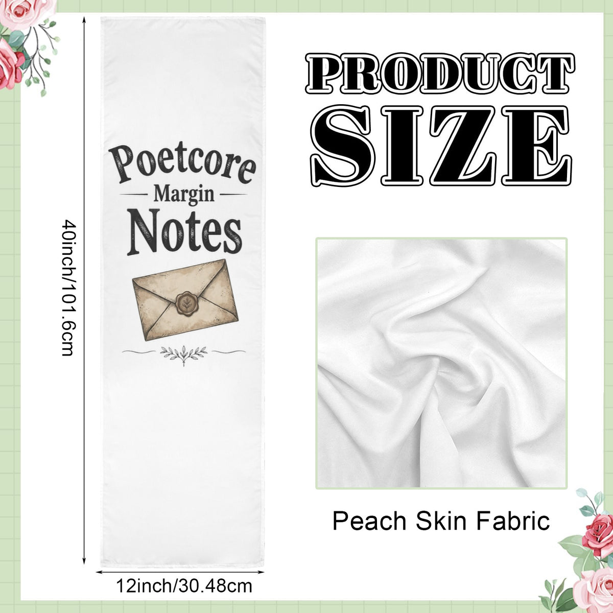 Poetcore Margin Notes 12 x 40 in Polyester Peach Skin Tapestry