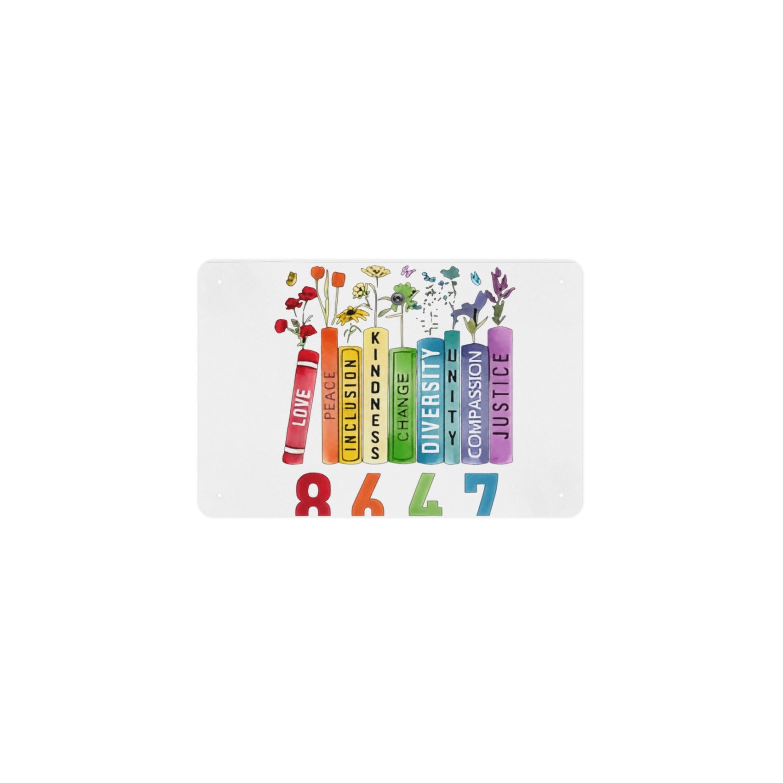 8647 Subtle Anti Trump Anti MAGA 86 47 Floral LGBT 12 x 8 in Metal Tin Sign