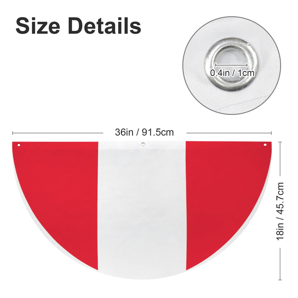 Peruvian Flag Identity 36 x 18 in Semi Circle Flag