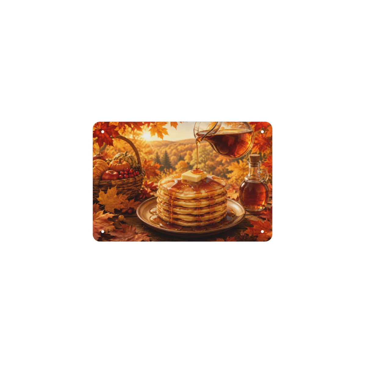 Maple Pancake Morning 12 x 8 in Metal Tin Sign