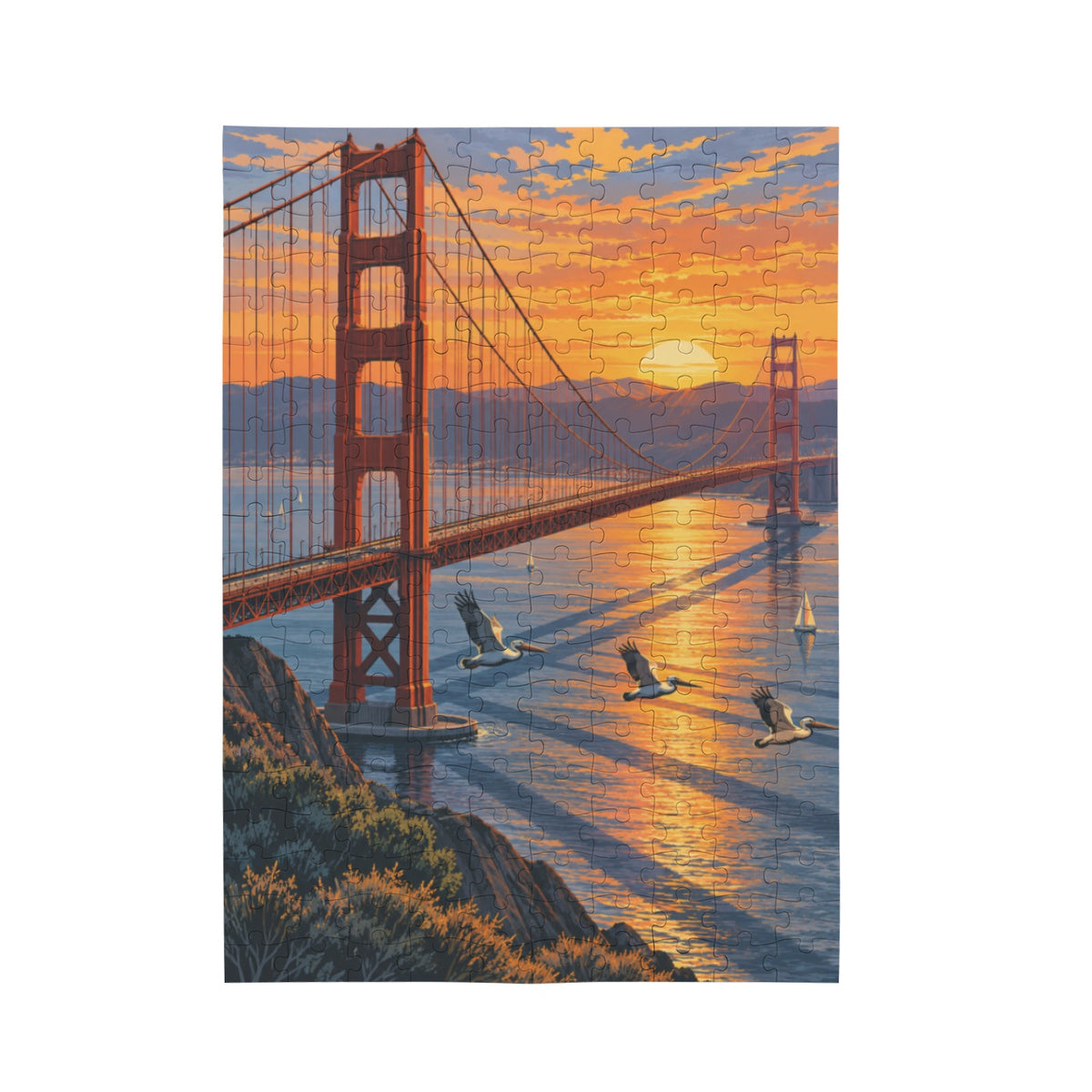 Golden pelicans 10 x 13.94 in 200-Piece Wooden Jigsaw Puzzle (QUE)