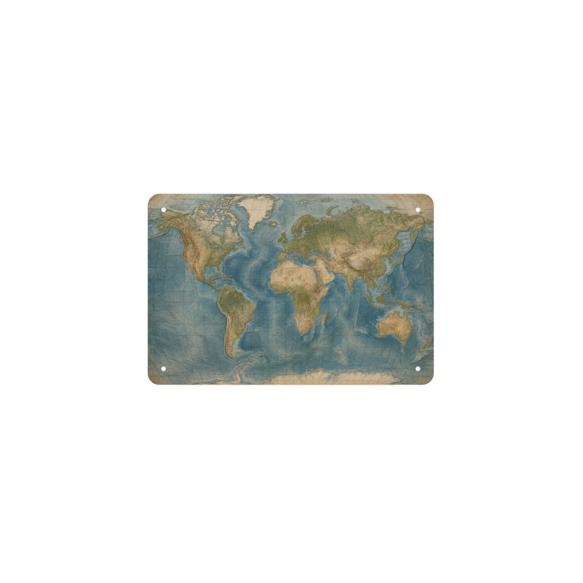 Natural Earth Map Grid 12 x 8 in Metal Tin Sign