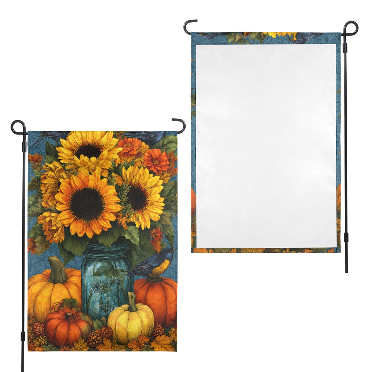 Rooster Pumpkin Farmstand 12 x 18 in Garden Flag