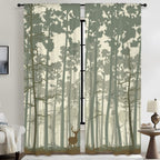 Deer in tall forest 52 x 84 in Window Curtain Set
