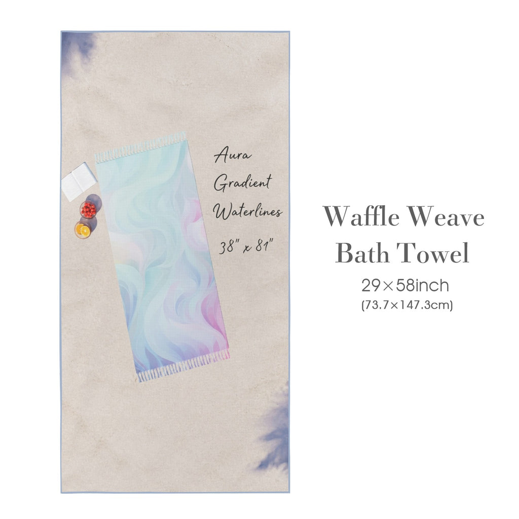 Aura Gradient Waterlines 29"x58" (QUE) Waffle Weave Bath Towel