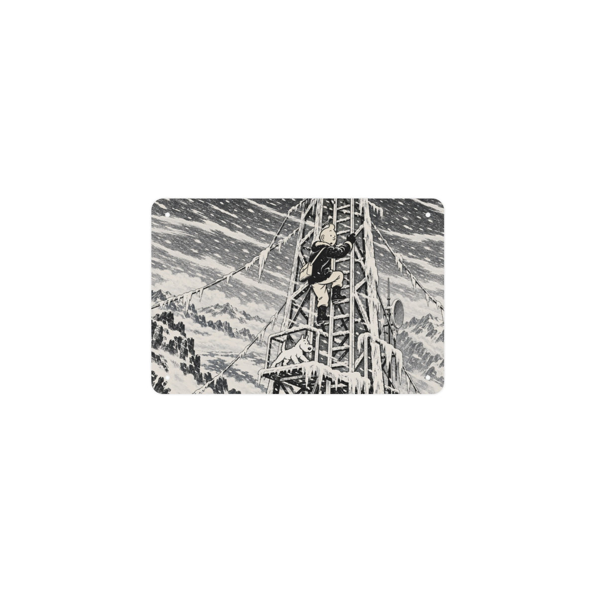 Whiteout Tower Tintin 12 x 8 in Metal Tin Sign