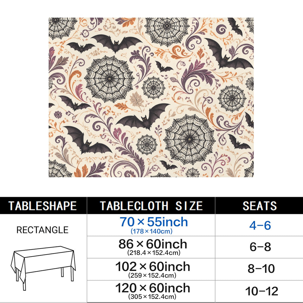 Cobweb Bats 178cm x 140cm Rectangular Tablecloth 70x55inch (QUE)