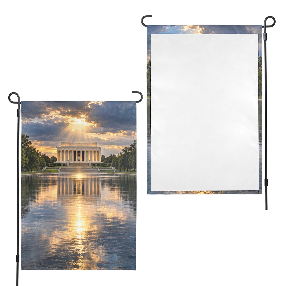 Rain Pool Lincoln Memorial 12 x 18 in Garden Flag