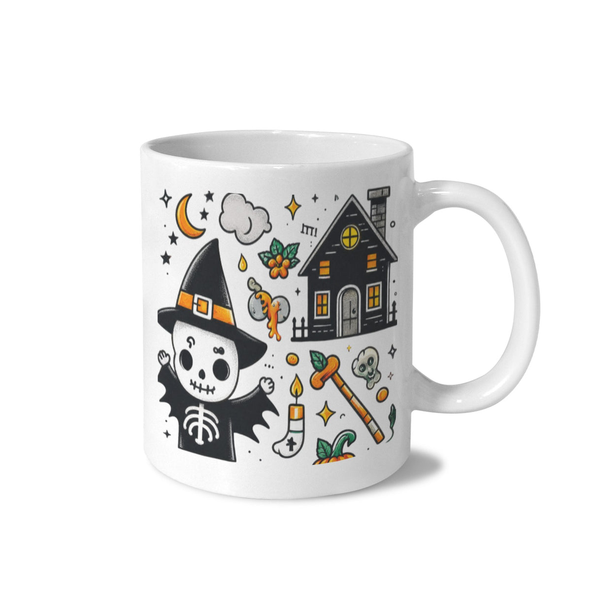Ghostly Pumpkin Parade 11 oz White Ceramic Mug