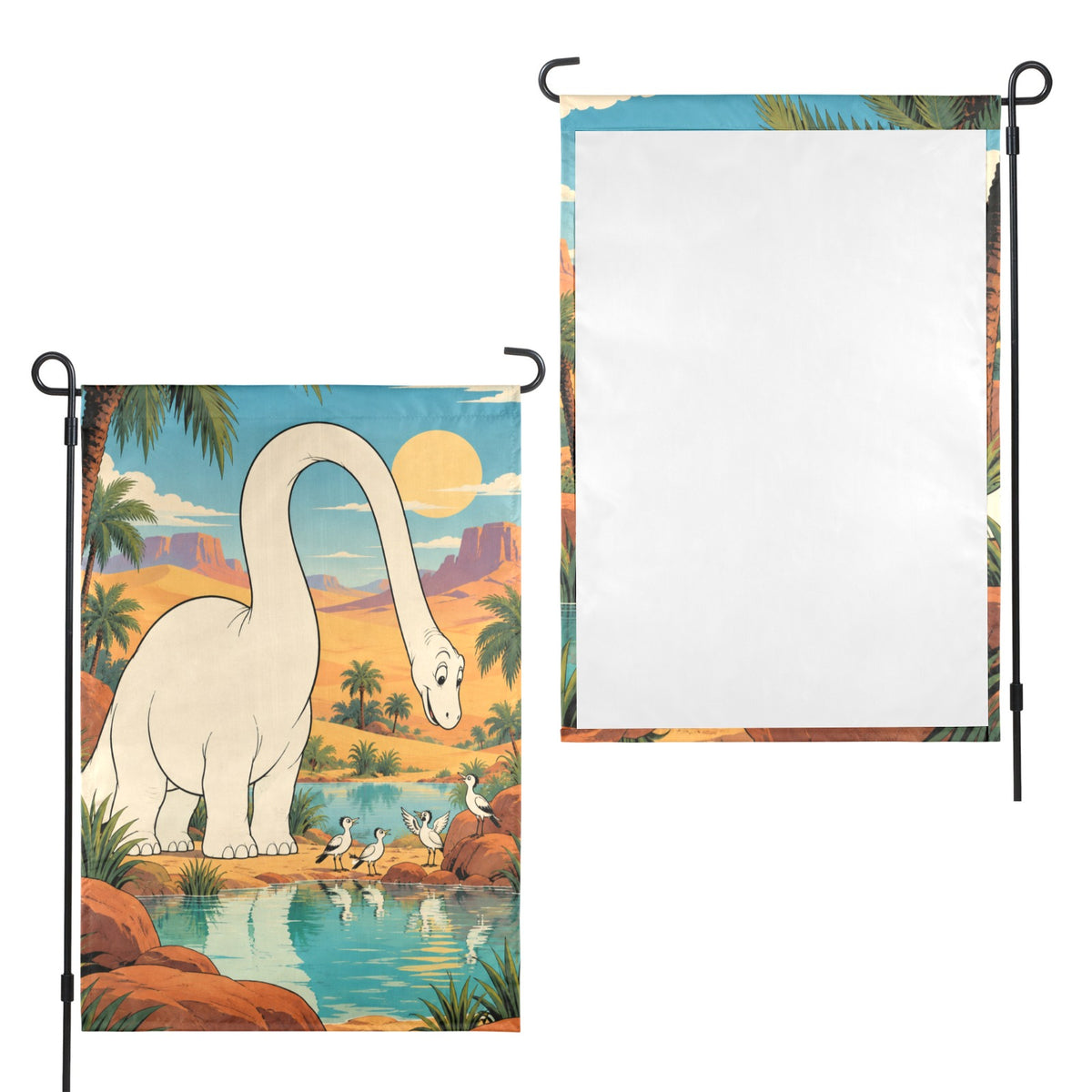Gertie the Dinosaur 1914 desert oasis 12 x 18 in Garden Flag