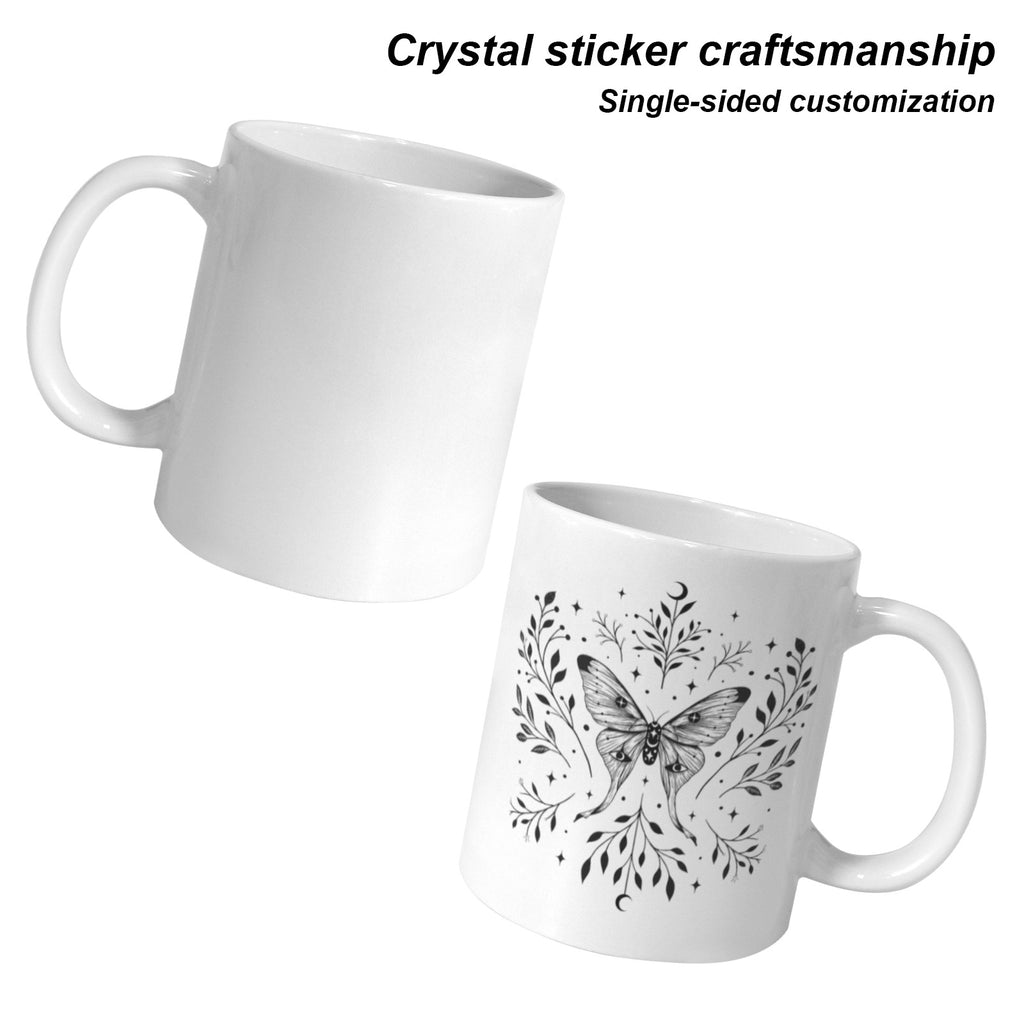 Moth and Moon 11 oz White Ceramic Mug