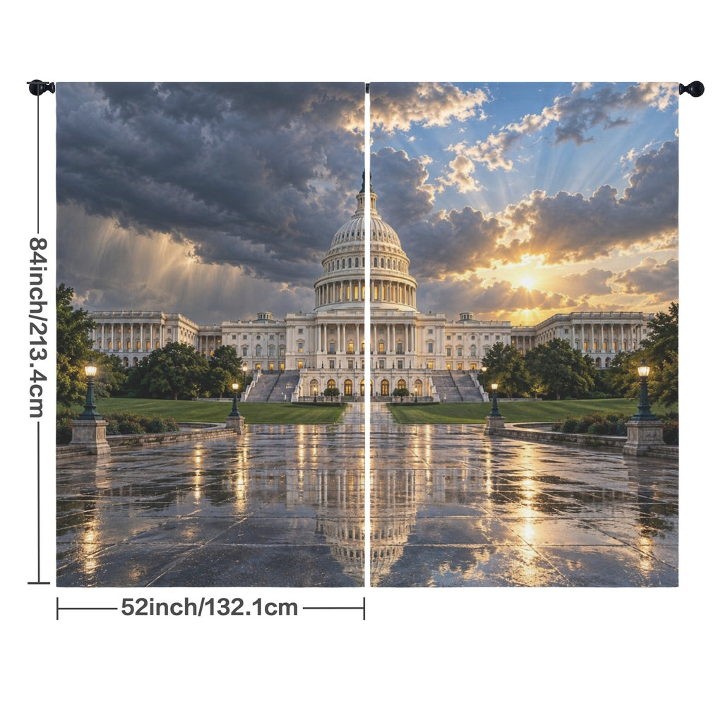 U.S. Capitol Clearing Storm 52 x 84 in Window Curtain Set