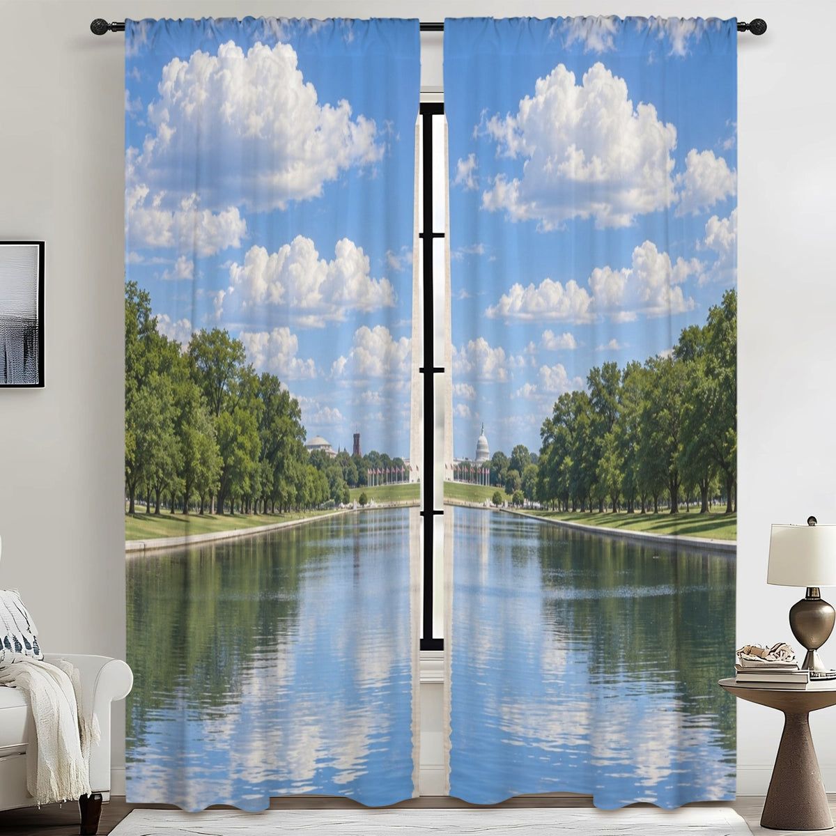 Washington Monument Summer Mall 52 x 84 in Window Curtain Set